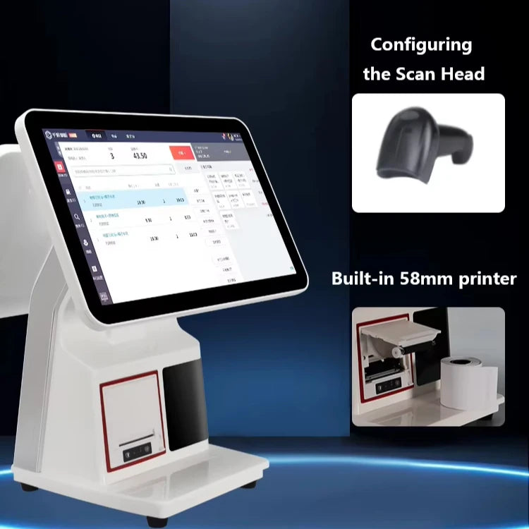 Factory Hardware Device 15.6inch Dual Screen Smart POS Software Android Systems All in One Terminal Epos Machine for Store