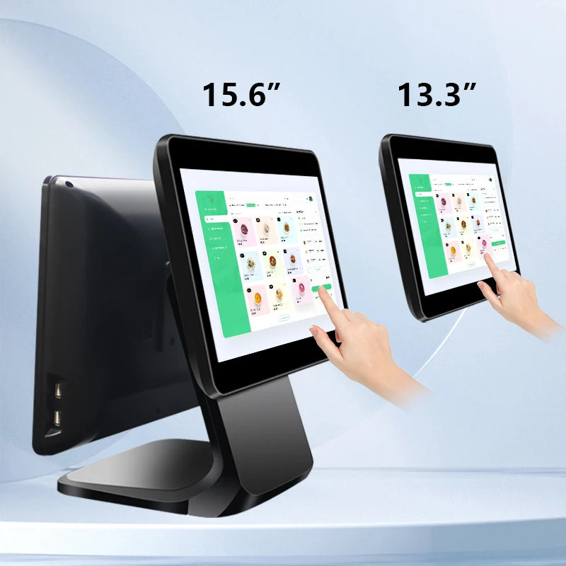 Factory Custom Dual Screen Display 15.6 Inch+13.3 Inch Touch Wifi BT Cash Register Restaurant Pos System Terminal With Printer