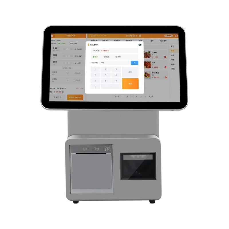 Catering Dual Touch Screen 15.6inch Pos System Desktop Tablet Pc Smart All in One Cashless Payment Cashier Machine