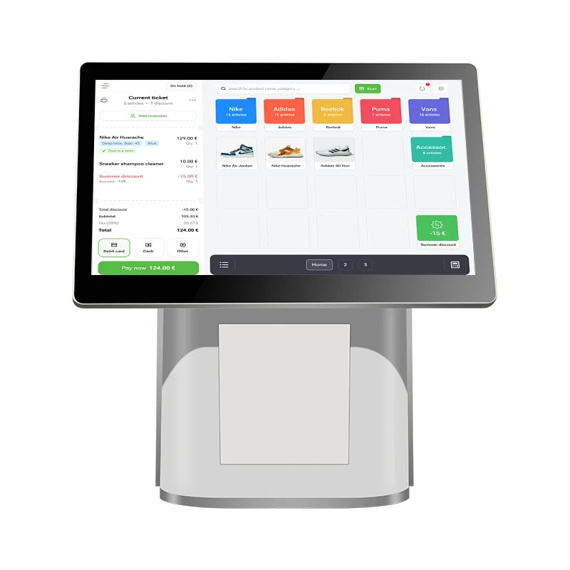 2025 New Touch Screen POS Machine White Cash Register POS System with Digital Customer Display  All-in-one  PC for Store