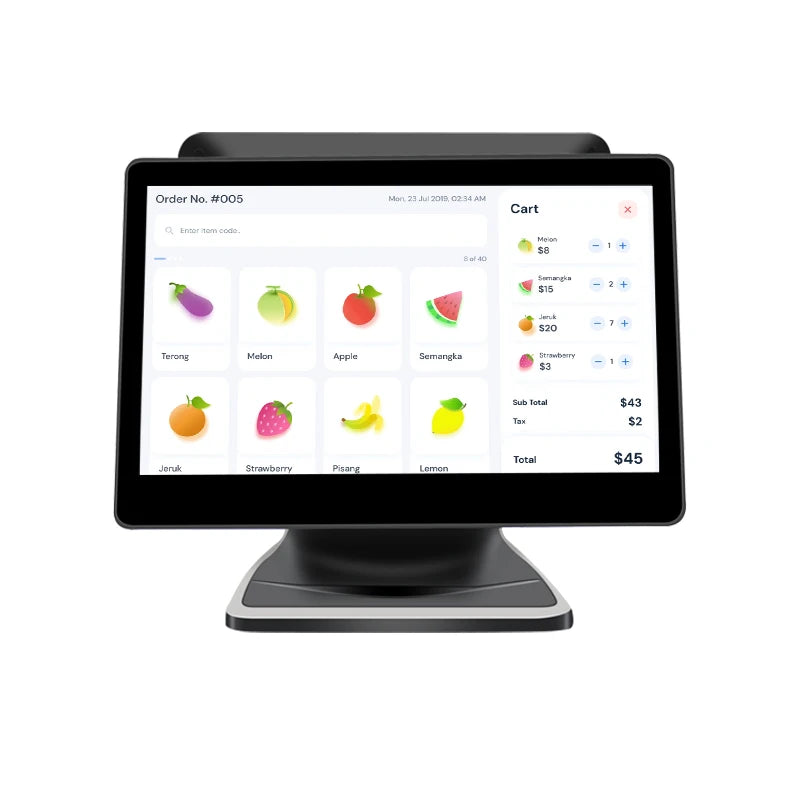Dual Screen 15.6inch Touch Screen All in One Pos Machine With Customer Display Pos Terminal System for Restaurant Retail