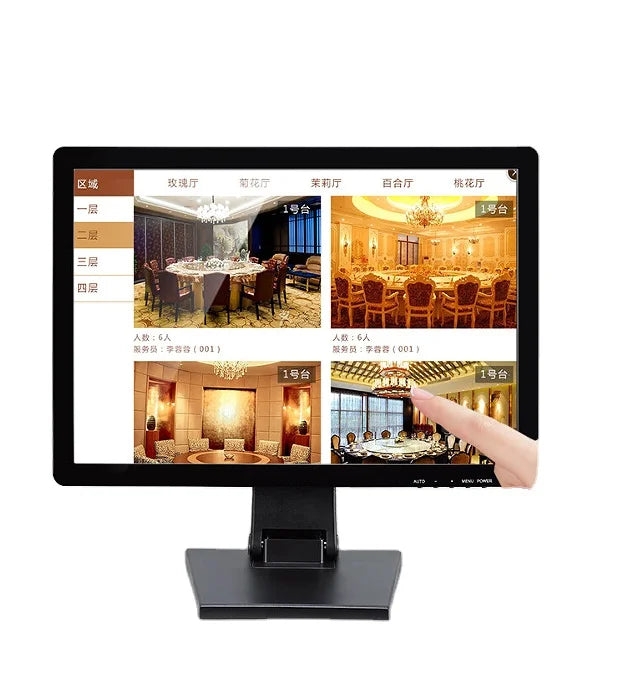 15 LCD Touch Screen Monitor POS Display with Foldable Base for Restaurant Pos System Return and Replacement Resistive Repair