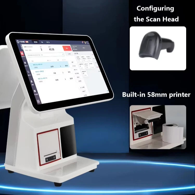 15.6inch Dual Touch Screen Android Windows Systems Cash Register Payment Terminal All in One Epos Machine Retail Stores Use