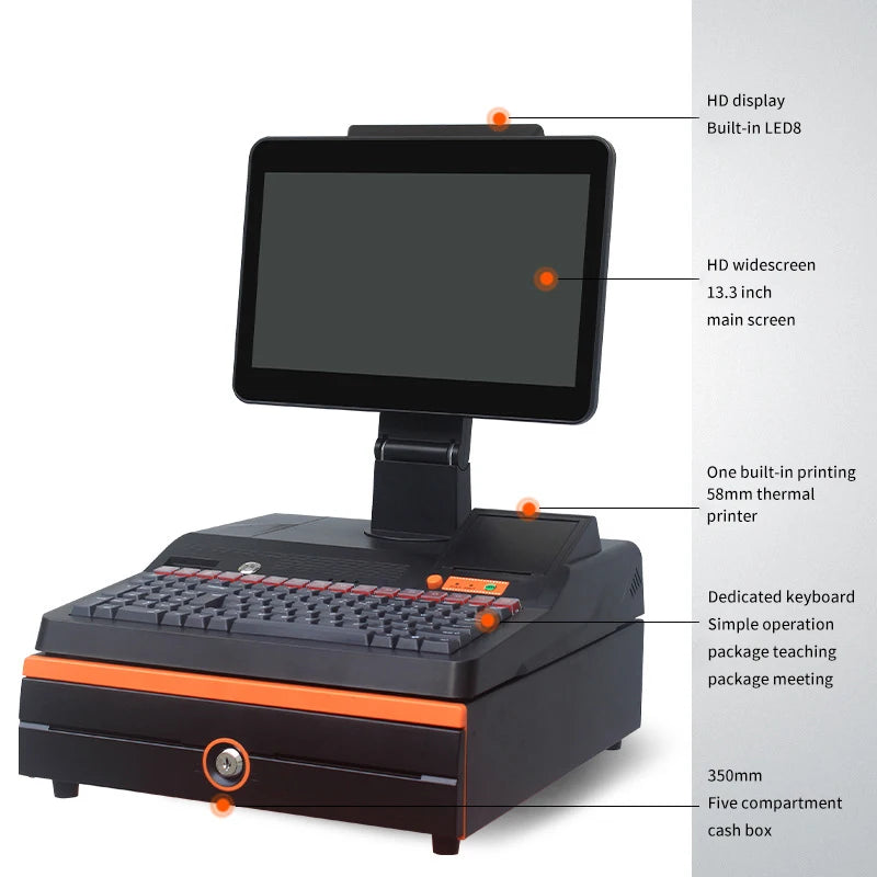 13.3 Inch Android  Android Payment Kiosk Touch Screen All in One Pos Term Pos All in One With Cash Register