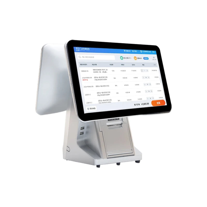 Hot Sale 15.6 Inch Dual Screen Capacitive Monitor POS Touch Cash Register All-in-one PC Business Pos Machine with Printer