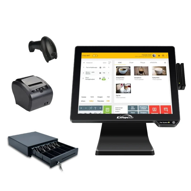 All in One Dual Screen Pos System in Win/android Pos Cash Register With Capacitive Touch Screen and Thermal Printer