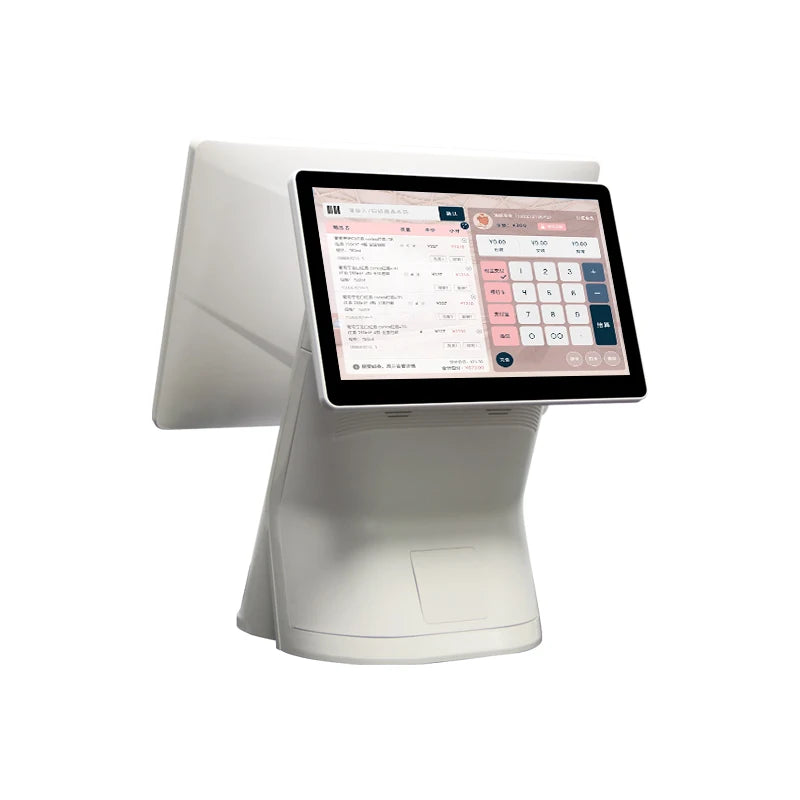 2025 New Touch Screen POS Machine White Cash Register POS System with Digital Customer Display  All-in-one  PC for Store