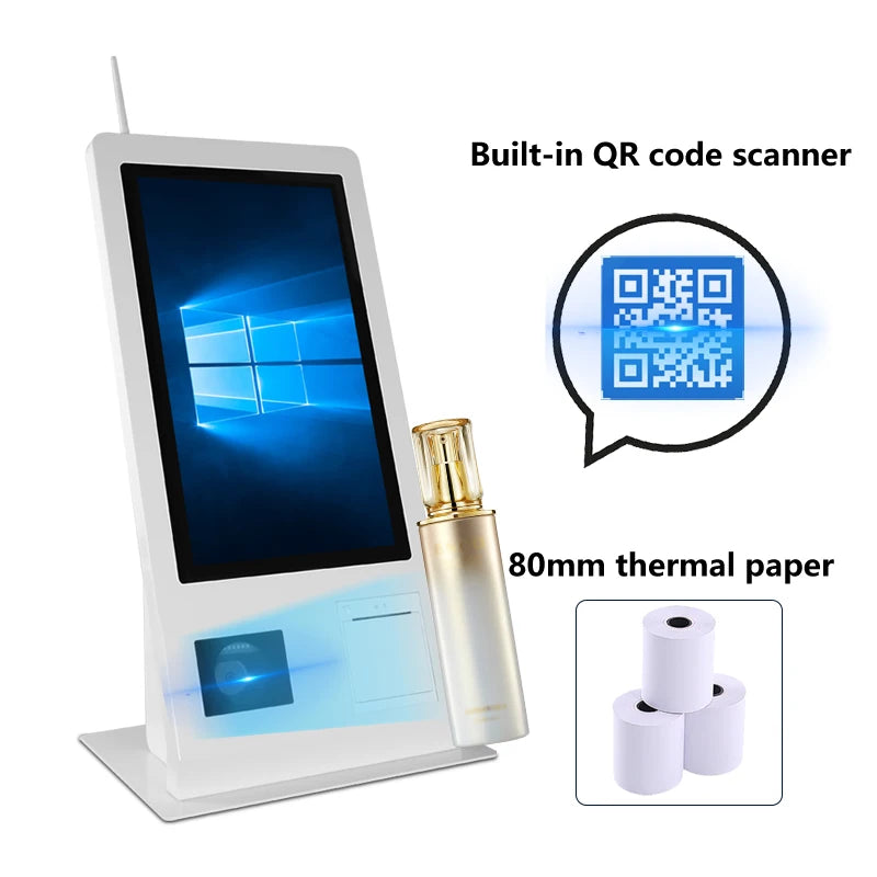 15.6 All-in-One POS Self-Service Machine Kiosk Smart Terminal Epos Device Payment NFC QR with Scanner Printer for Supermarket
