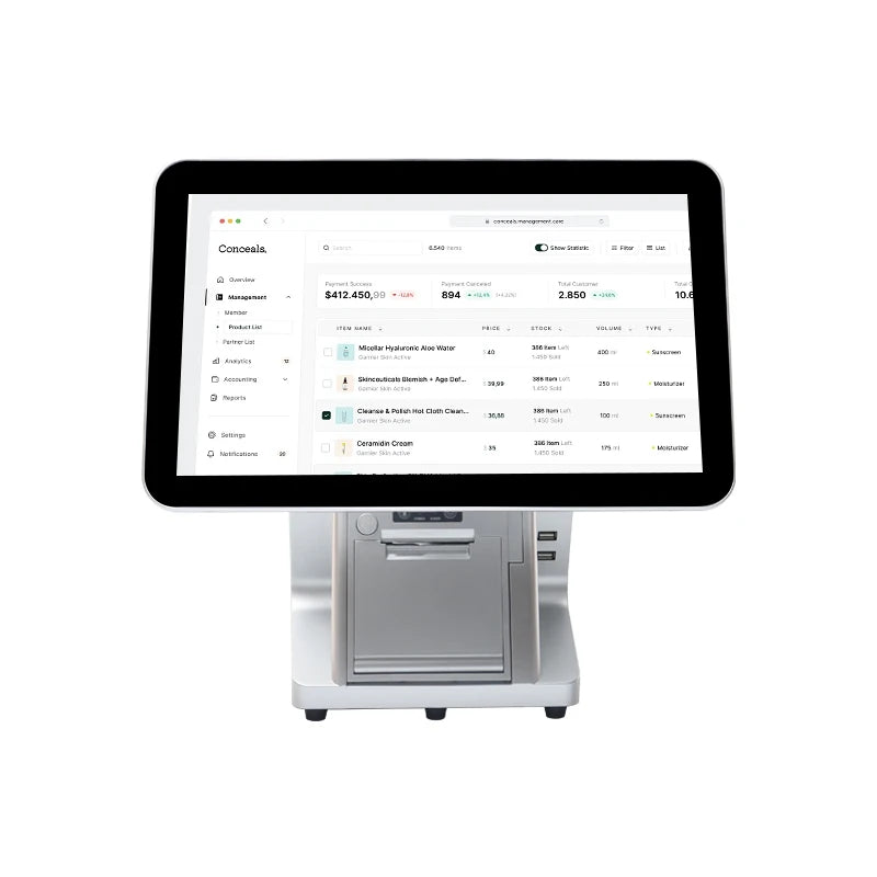 Fashion Style Cash Register Touch POS Terminal True Flat Dual Screen with Android System Epos