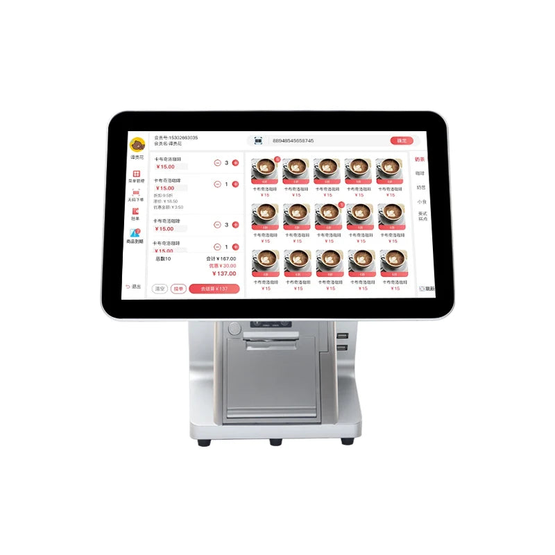 15.6 Inch All-in-one PC Dual Screen Capacitive Monitor Touch POS Cash Register Business Pos Machine with Printer Hot Sale