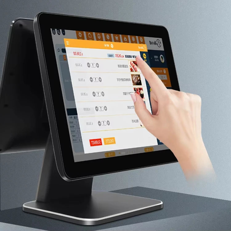 15.6inch Dual Touch Screen Cash Register Machine All in One POS Systems Terminal NFC QR Payment Printer for Restaurant Retail