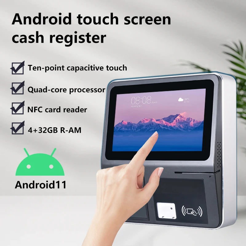 Horizontal 11.6 Touch Screen POS Terminal Android System Cash Register Machine QR/NFC Payment for Small Businesses Retail Shop