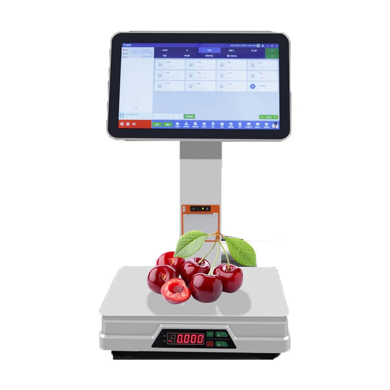 15.6inch Billing POS System All in One Cash Register Machine Terminal Built-in 58mm Printer Weighing Scale for Supermarket