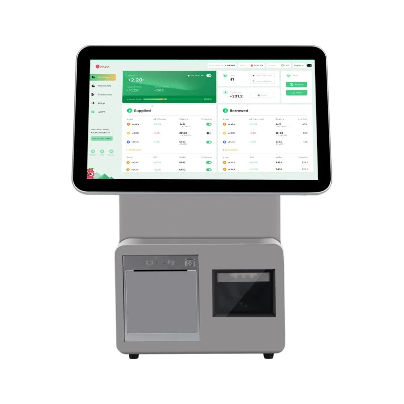 Catering Dual Touch Screen 15.6inch Pos System Desktop Tablet Pc Smart All in One Cashless Payment Cashier Machine
