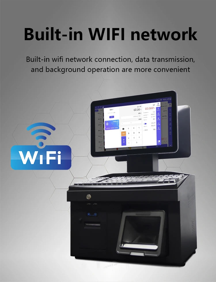 14 Inch Touch Screen Win AIO POS Systems Software Cash Register Cashier Receipt 58mm Thermal Printer Pos Terminal System Machine