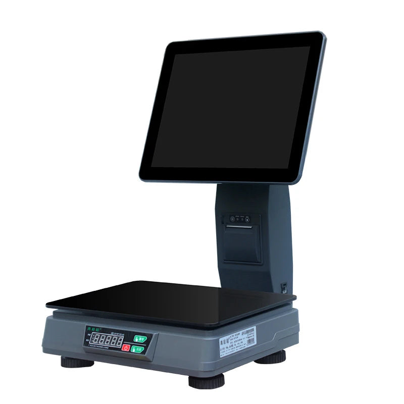 15 Inch +14 Inch Cheap Window Pos Scale Factory Full Flat Touch Screen Pos All in One With 15kg Weighing Scale Built-in Printer