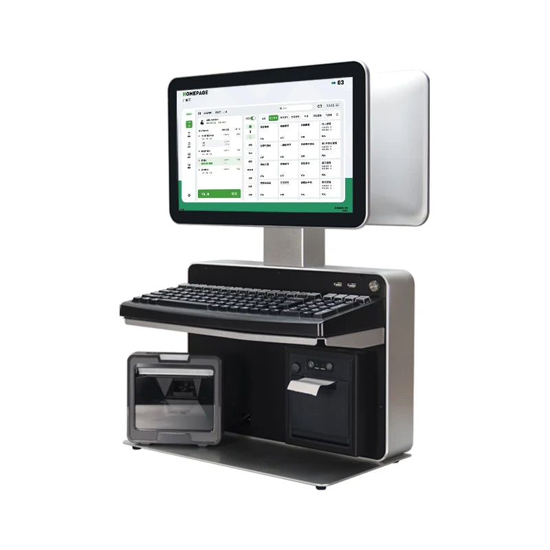 14-Inch Touch Screen POS System for Supermarkets | All-in-One Cash Register with Printer & Scanner