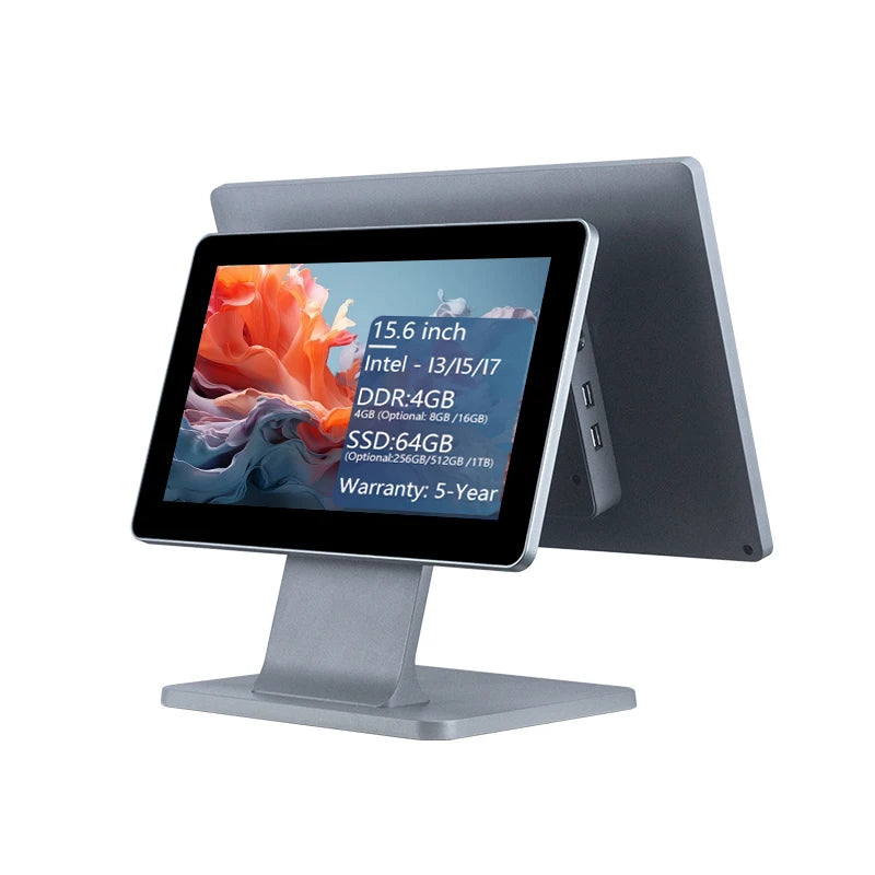 Hardware Factory 15.6 Single Dual Touch Screen All in One POS Systems Cash Register Terminal Machine for Supermarket Checkout