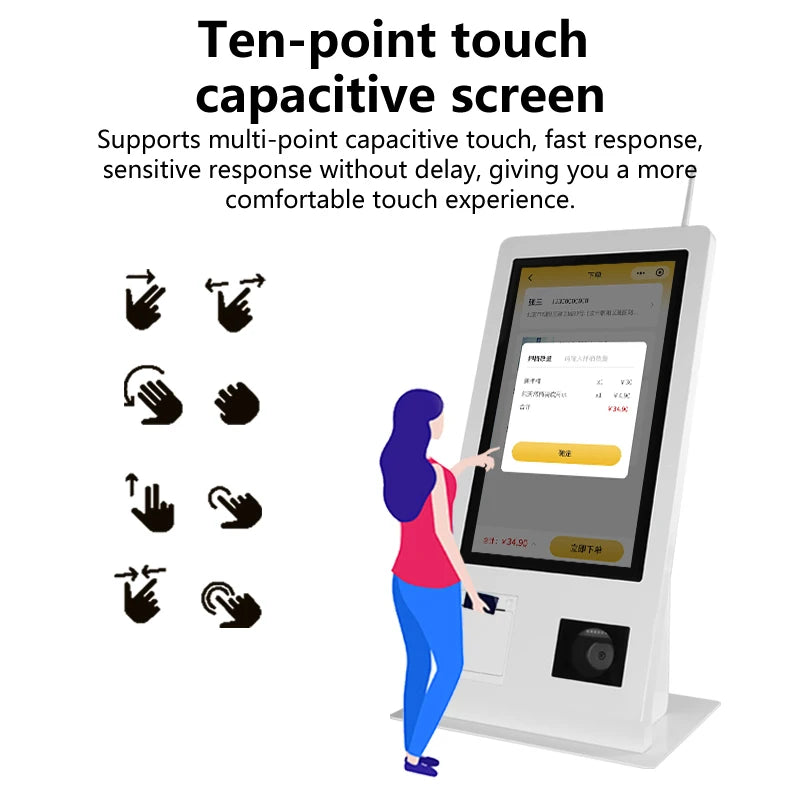 15.6inch Self-Service Kiosk Smart Terminal Machine AIO Android POS System Touch Screen NFC Payment QR Scanner Printer for Shop