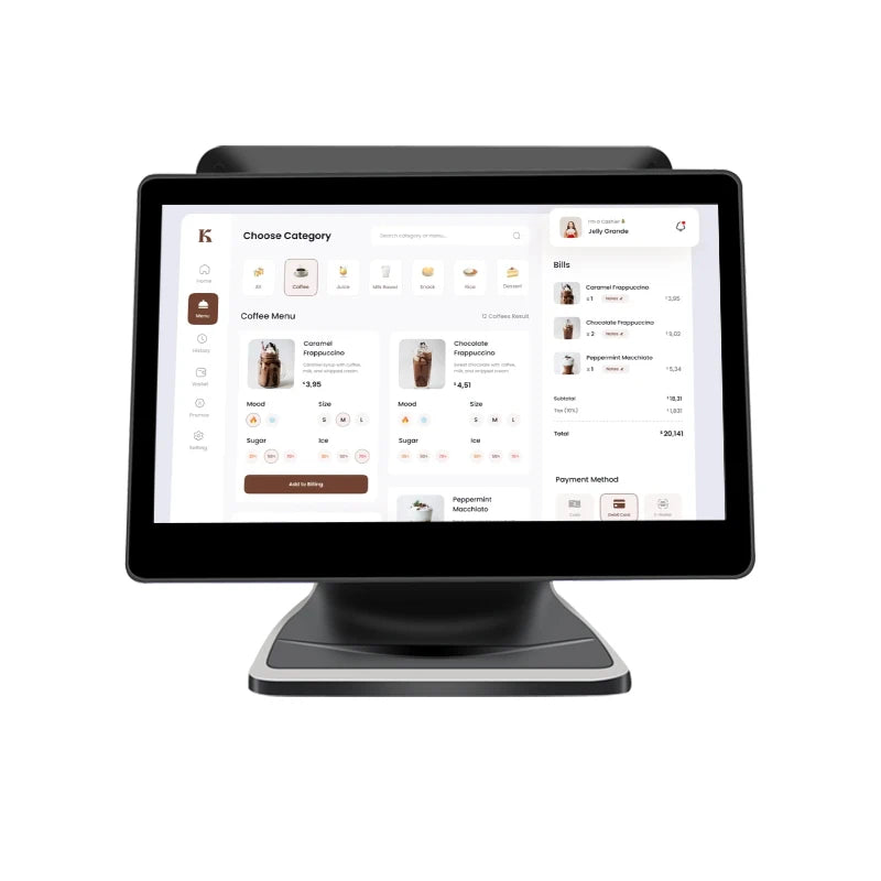 13.3 Inch 15.6 Inch POS Cash Register Restaurant POS System Touch Dual Screen All in One Billing POS Terminal for Retail Sale