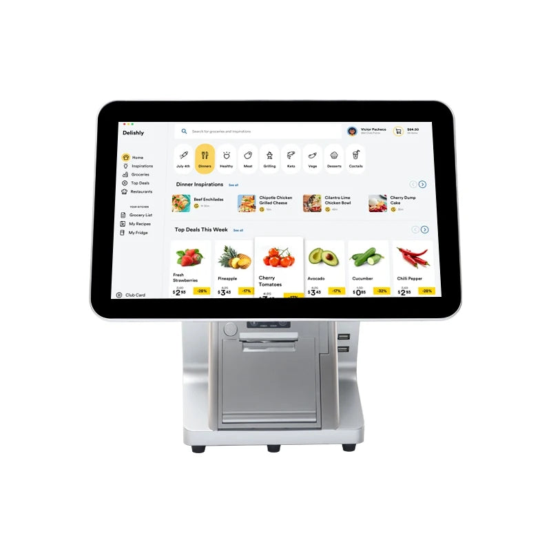 Fashion Style Cash Register Touch POS Terminal True Flat Dual Screen with Android System Epos