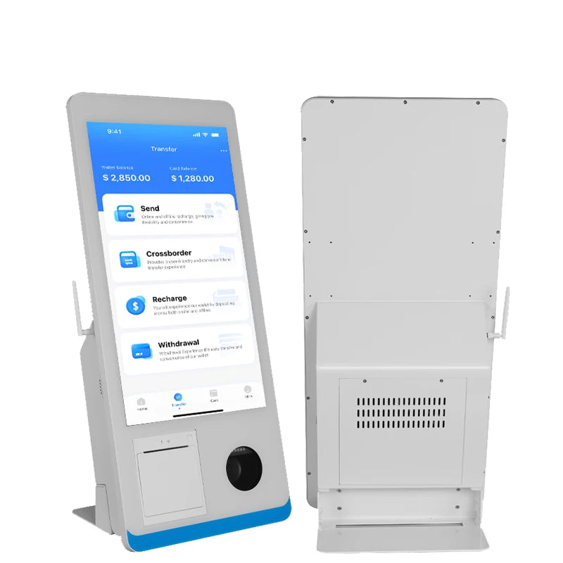 15.6 Self-Service POS Terminal Machine Kisok Ordering Checkout System Touch Screen AI QR/ NFC Payment for Restaurant Retail