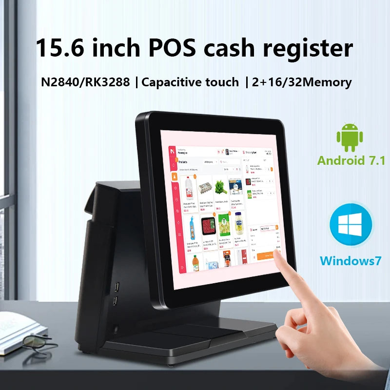 2025 Fashion 15.6 INCH 10 Piont Touch Screen Monitor Q8 POS System Machine Cash Register POS the Latest Design