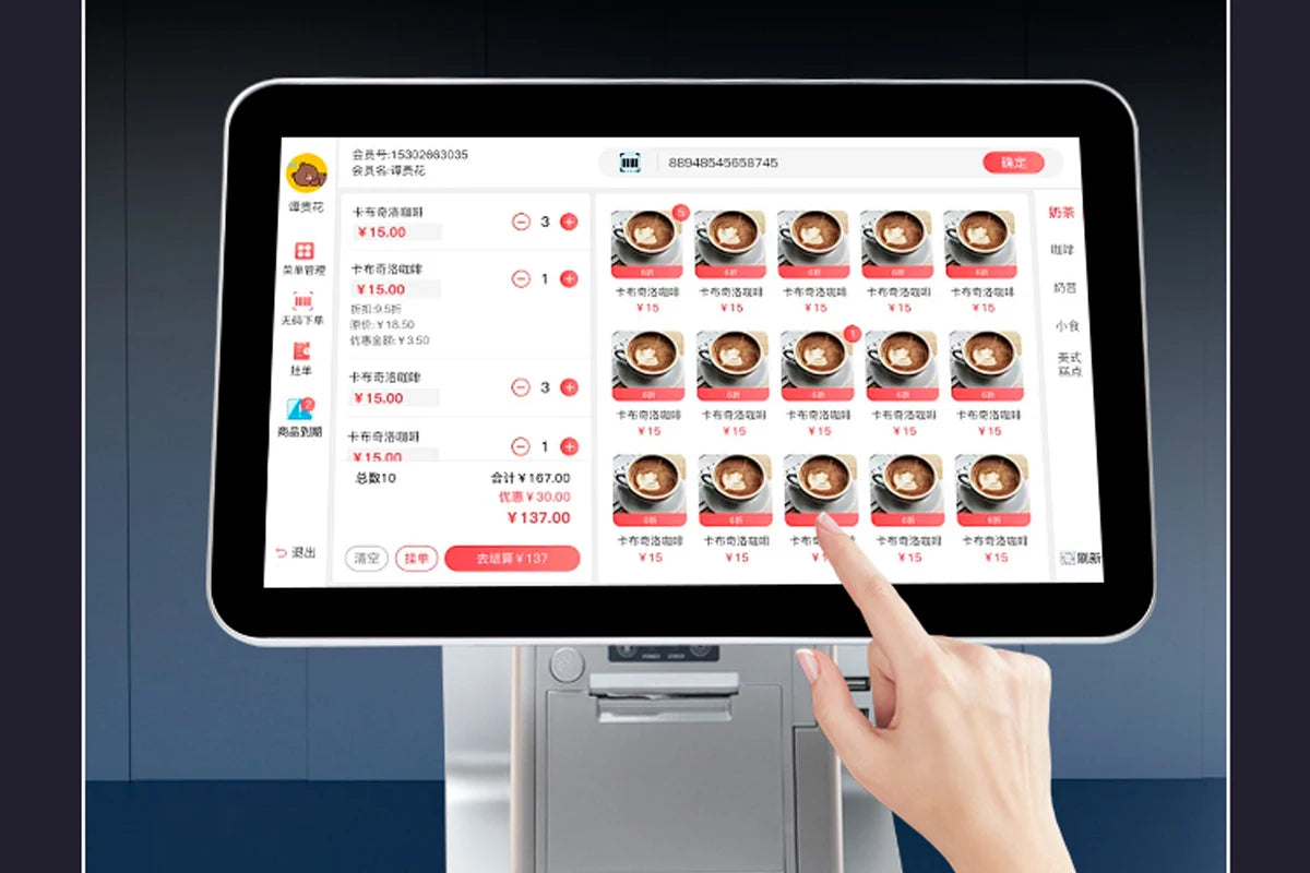 Dual Screen 15.6 Inch All-In-One POS Cash Register Shopping Mall Desktop Computer with Ads Display