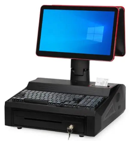 15.6 Dual Display Touch Screen All-in-One POS Systems Register Terminal Smart Retail Stores Checkout with Printer Cash Drawer