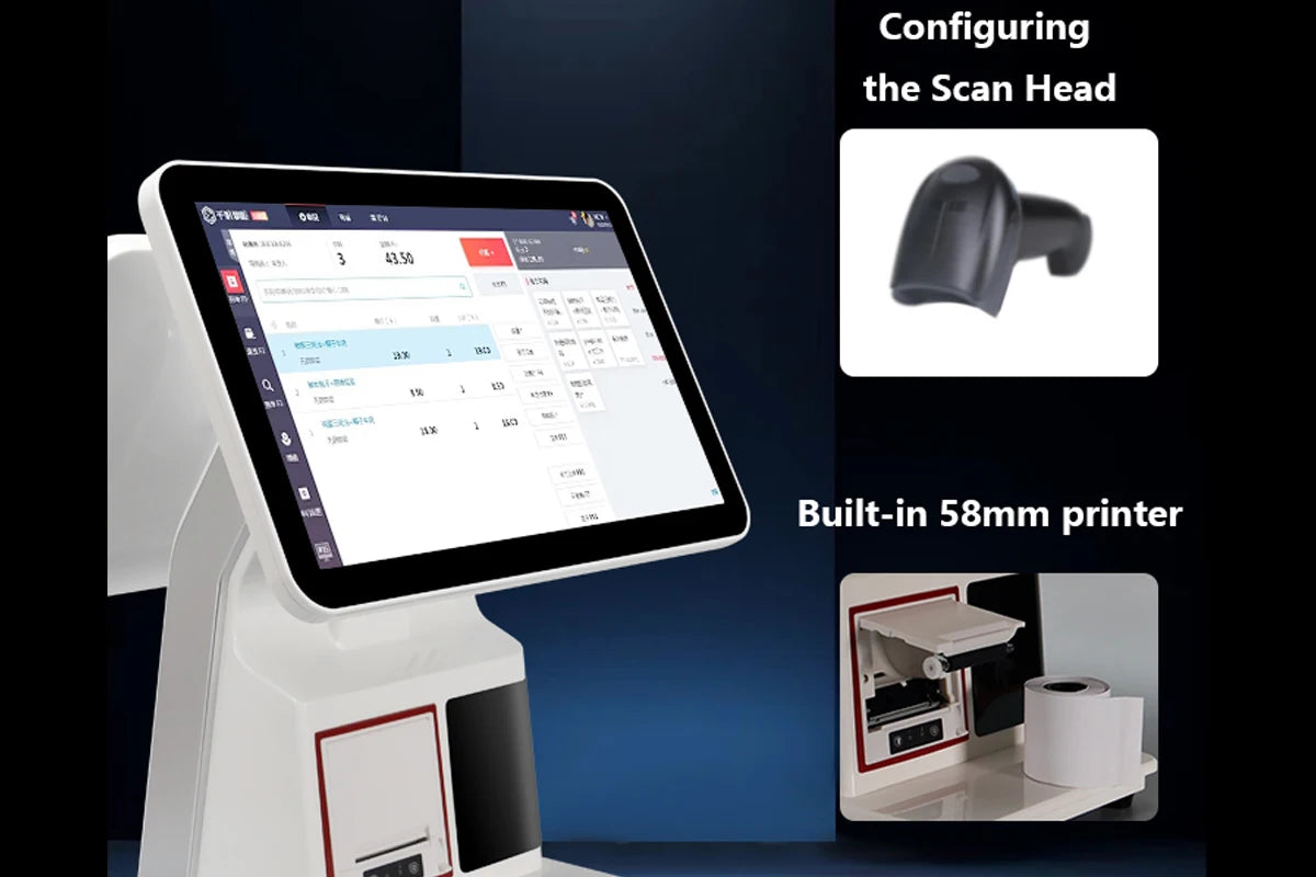 Smart 15.6 Inch Win10 11 Android Dual Screen Pos Systems All in One Touch Screen System for Supermarket Restaurant Retail