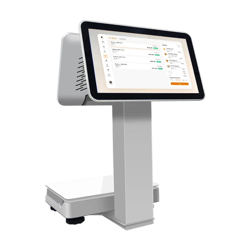 Win7/10/Android Ten-point Touch Screen POS All In One 15.6inch+14inch Cash Registers For Restaurants Market