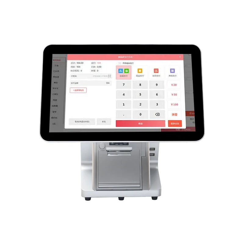 Hot Sale 15.6 Inch Dual Screen Capacitive Monitor POS Touch Cash Register All-in-one PC Business Pos Machine with Printer