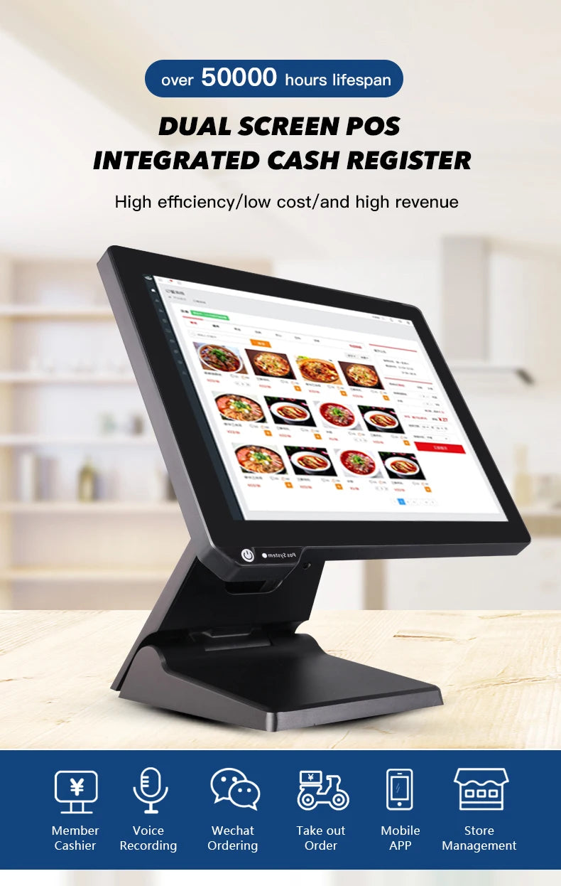 15.6 Inch Capacitive Touch Screen Win AIO POS System Software Cash Register Cashier Receipt Printer Pos Terminal Machine