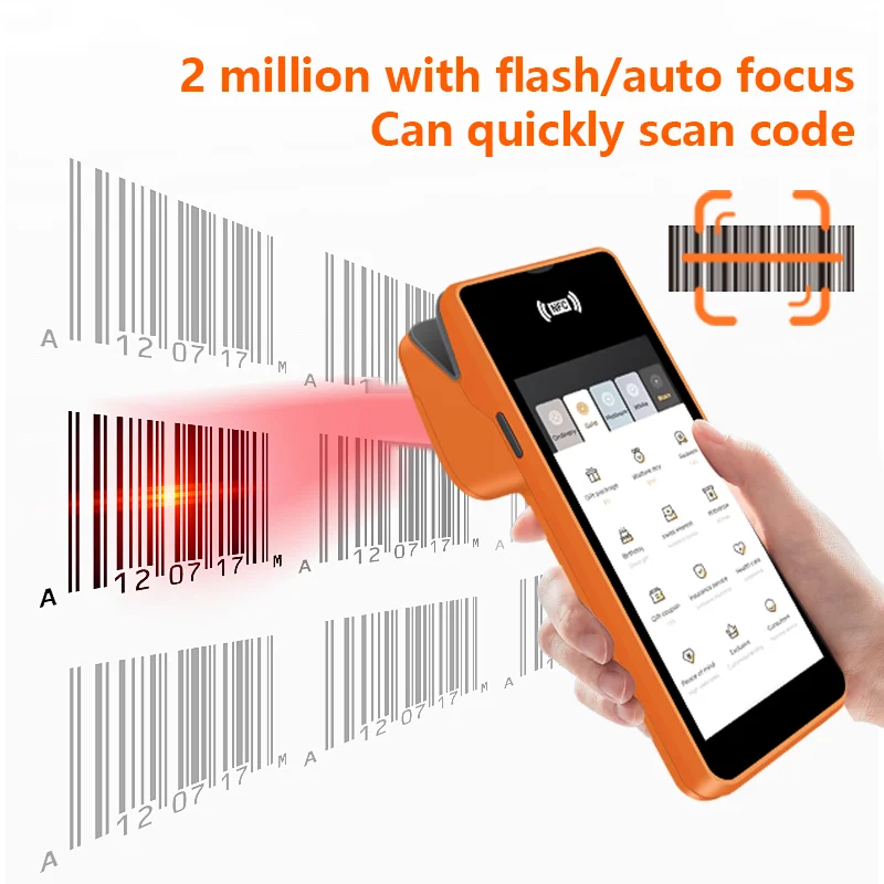 5.45 Handheld Smart POS Terminal Android System Mobile POS Machine Wifi BT NFC Reader QR Code Payment Printer for Retail/Shop