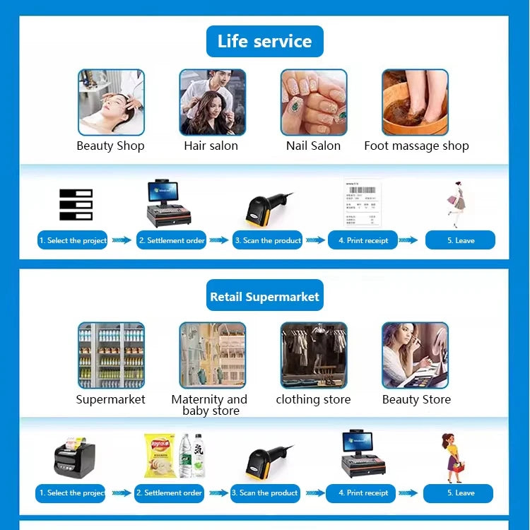 15inch Android System POS  Terminal All in One  Cash Register Billing NFC QR Checkout Machine Customer Display for Retail Shop