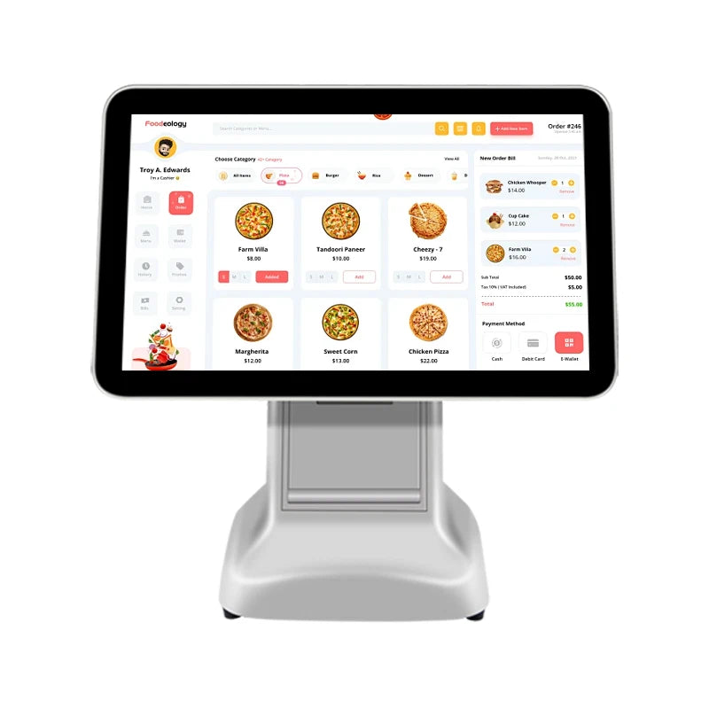 15.6-Inch Touch Screen Monitor All-In-One POS System Windows Cash Register Terminal for Restaurants