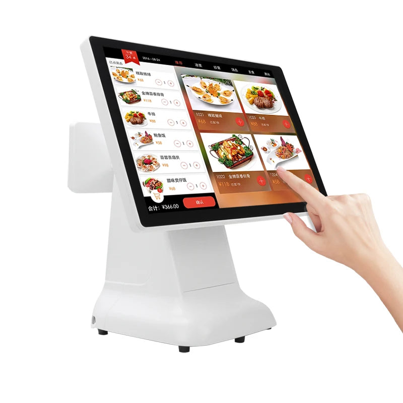 15.6inch Touch Screen All in One POS Machine Cash Register Systems Customer Display Terminal Device for Restaurant Coffee Store