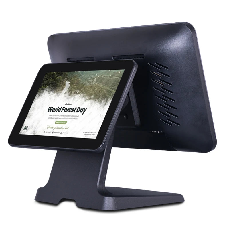 OEM Market Restaurant Retail 15+12 inch Dual Touch Screen Pos Machine Cash Register Terminal Cheap Pos Systems for Sale