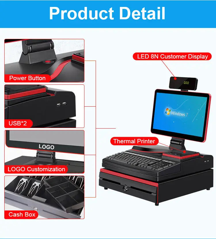 Win10 Pos Systems Cash Register Machine All in One Retail Pos Terminal Caisse Enregistreuse Complet Sistemas Pos