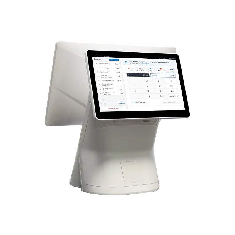 2025 New Touch Screen POS Machine White Cash Register POS System with Digital Customer Display  All-in-one  PC for Store