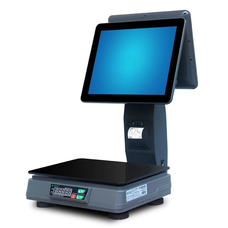 New 15kg Restaurant Pos System Electronic Digital Weighing Scales Printer Fruit Store Retail Pos System 15 Inch