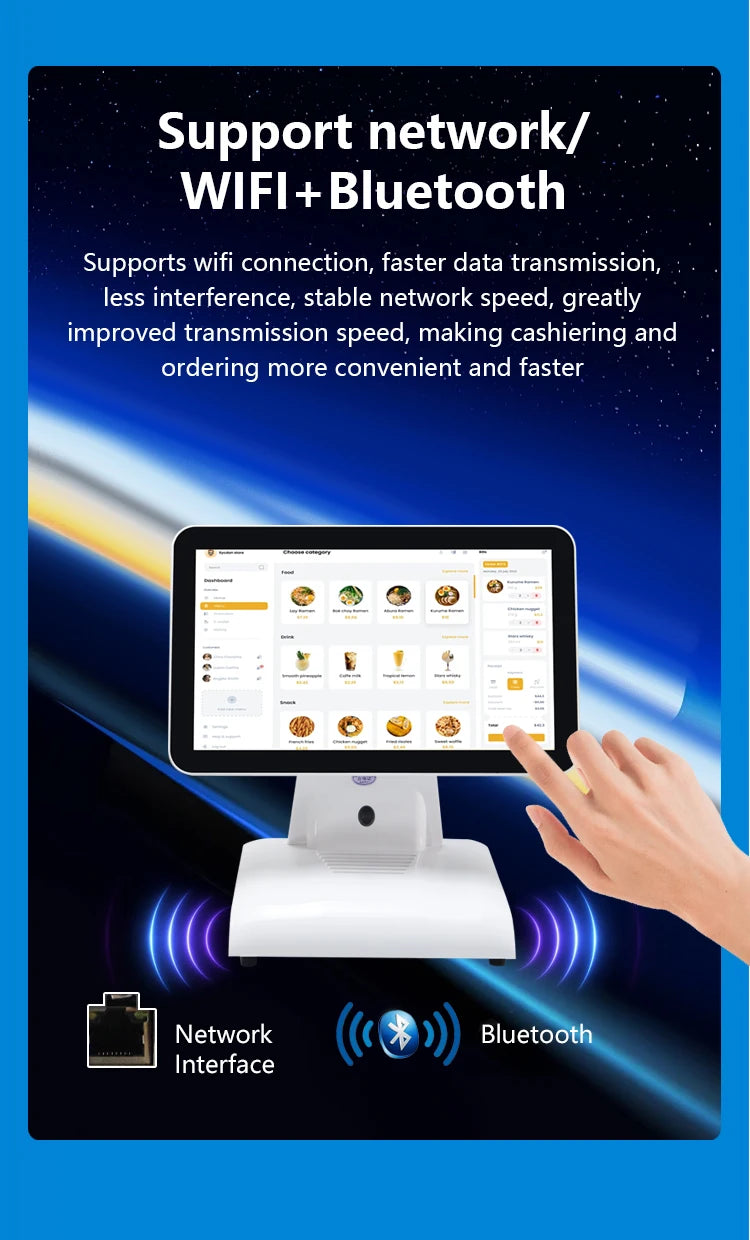 Dual Screen 15inch Pos Machine with Customer Display All in One Pos Systems Cashier Register