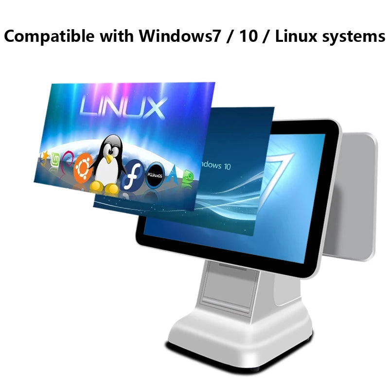 Dual Touch Screen Desktop 15.6inch Smart Pos System Tablet Pc All in One Cashless Payment Pos Cashier Machine