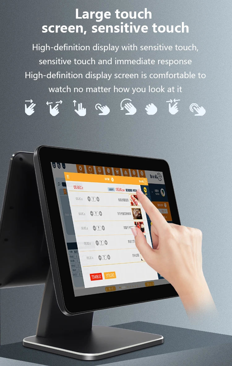 Dual Screen 15.6inch Touch Screen All in One Pos Machine With Customer Display Pos Terminal System for Restaurant Retail