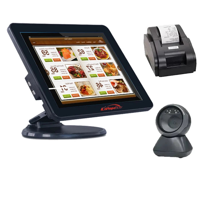 EU Stock 15 Inch Aluminium Alloy Pos Cash Register Machine All in One for Windows Sistema Pos With Printer Scanner