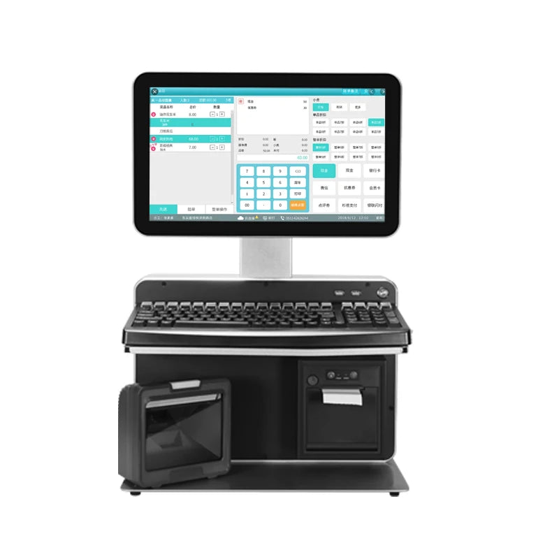 14inch All-in-One Cash Register Terminal Touch Screen POS Systems Supermarkets Point of Sale POS Machine with Printer Scanner