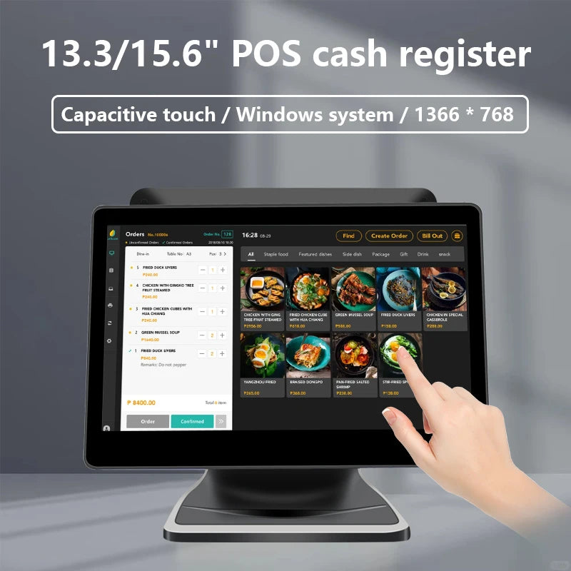 13.3 Inch 15.6 Inch POS Cash Register Restaurant POS System Touch Dual Screen All in One Billing POS Terminal for Retail Sale