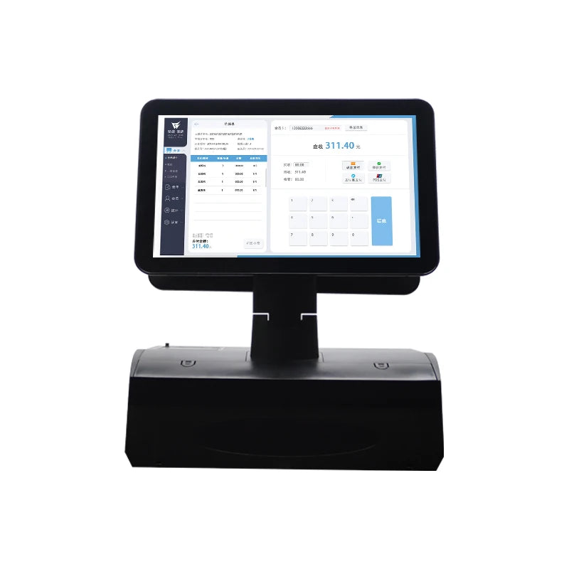 15.6Inch Dual Screen POS AIO N2840 CPU Win7 System POS Cash Register Machine Built-In Ticket Printer/Cash Drawer/Keyboard