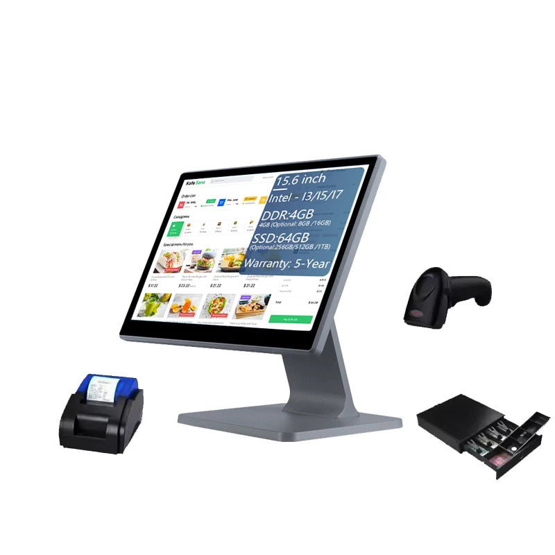 11.6 15.6 Inch POS Terminal Billing Cash Register System Optional Hardware Thermal Printer NFC QR Code Scanner for Retail Store