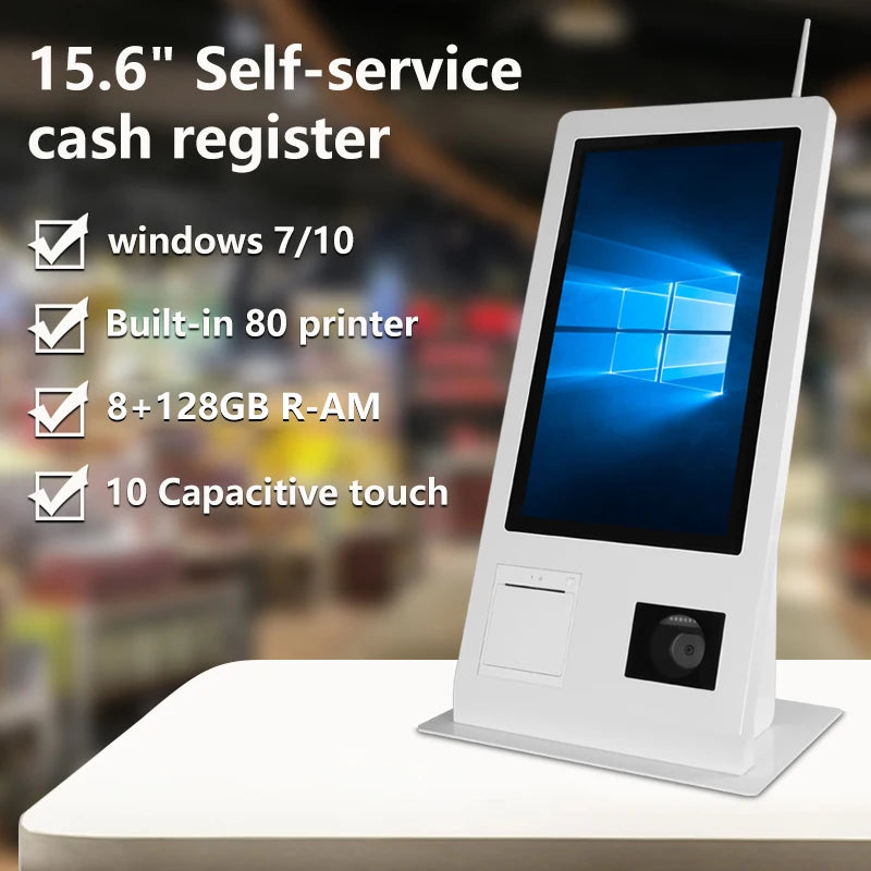 15.6 All-in-One POS Self-Service Machine Kiosk Smart Terminal Epos Device Payment NFC QR with Scanner Printer for Supermarket